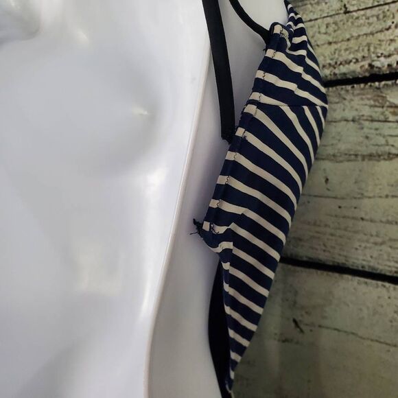 Abercrombie & Fitch Striped One Piece Swimsuit Women’s Large Cutout Halter - Picture 5 of 7